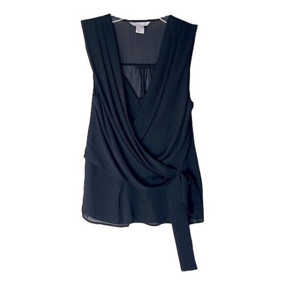 ❤️ H&M black drape top Size 2 - Picture 1 of 4